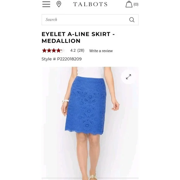 Talbots A-Line Skirt Women's Eyelet Royal Blue Sz 6 NWT cotton lined $109 32x20 - Picture 14 of 14